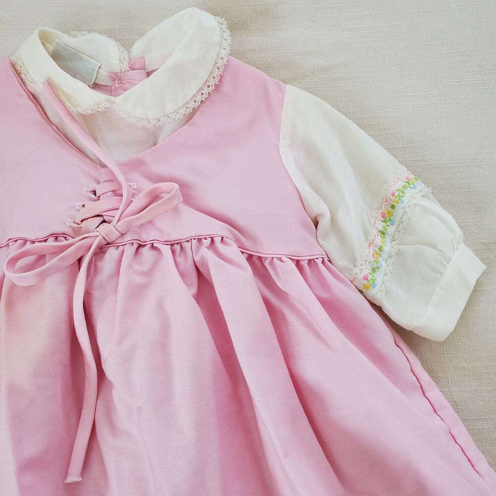 Vintage 70s Pink Corset Dress 6-9 months
